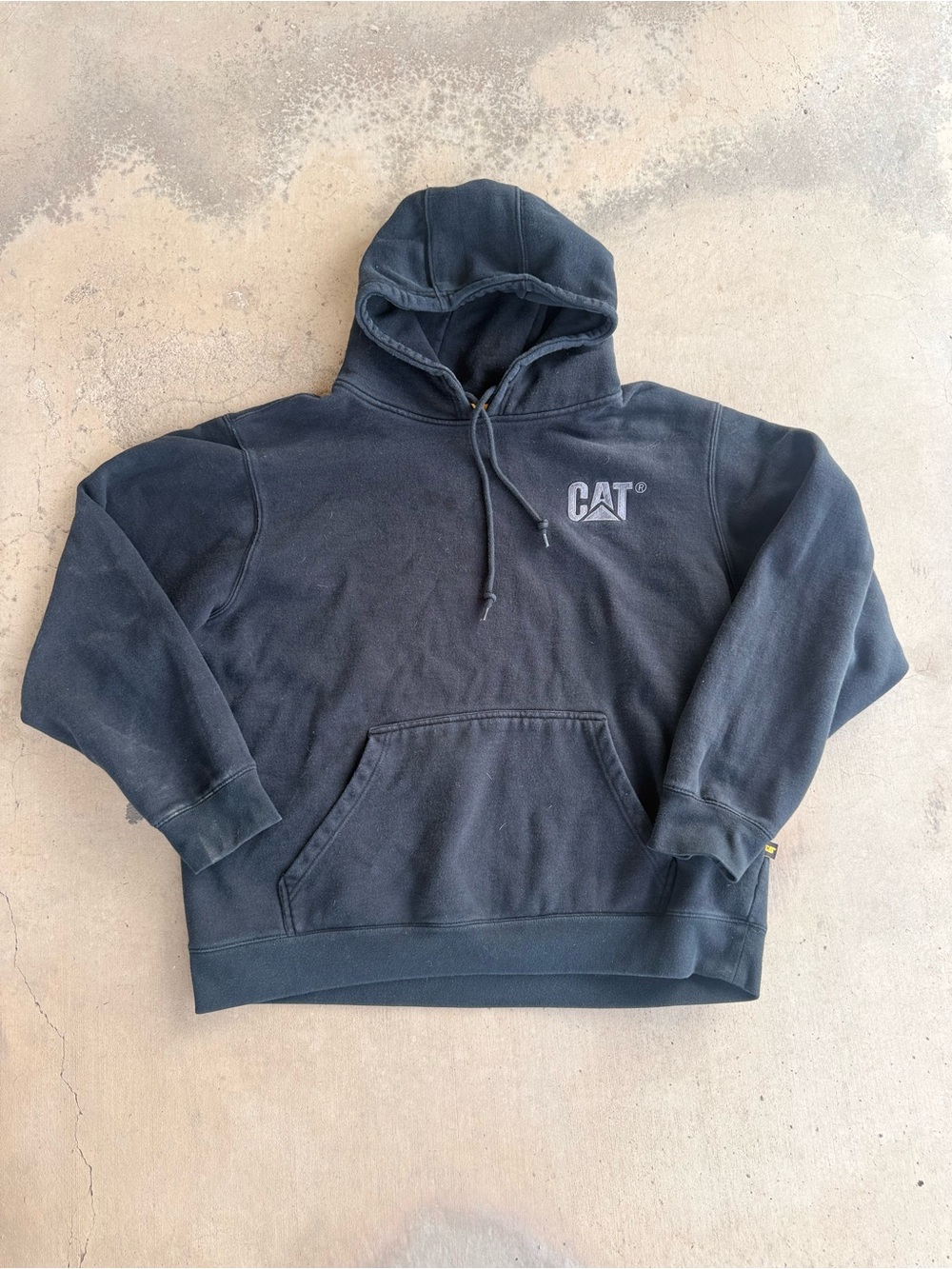 CAT Caterpillar Embroidered Logo Black Pullover Hoodie Size XXL